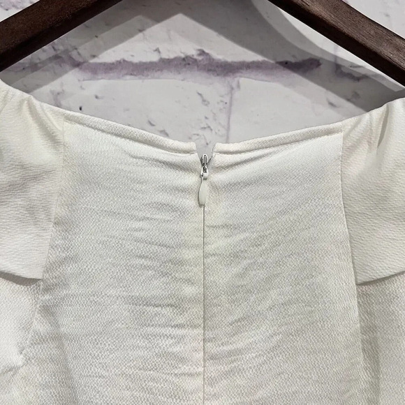 LOFT Size 6 Ivory Jewel Collar Embellishment Neck Flutter Sleeve Party Dress - Picture 9 of 13